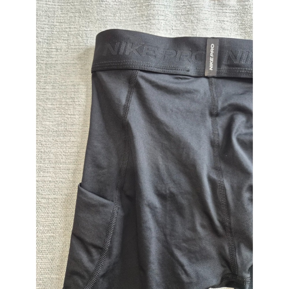 Nike Pro Dri Fit Pants Mens Small Black Tight Fit Swoosh Logo Stretch Training - Picture 10 of 13